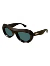 Bottega Veneta Brown Scoop Round Acetate Sunglasses In Brown