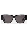 Bottega Veneta Black Bold Triangle Stud Squared Sunglasses In Black