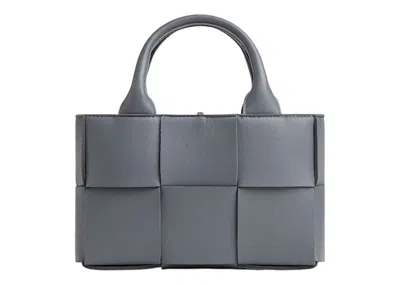 Pre-owned Bottega Veneta Women's  Candy Arco Tote Bag Micro Intreccio In Thunder
