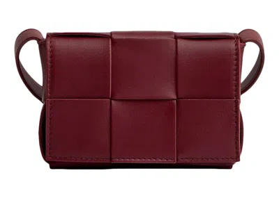 Pre-owned Bottega Veneta Women's  Candy Cassette Crossbody Bag Mini Intreccio In Bordeaux