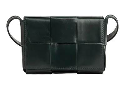 Pre-owned Bottega Veneta Women's  Candy Cassette Crossbody Bag Mini Intreccio In Inkwell