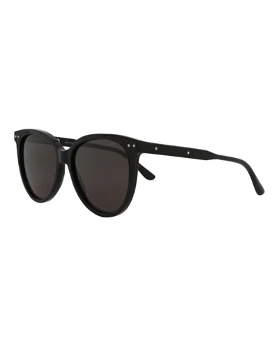 Pre-owned Bottega Veneta Women's  Cat Eye Sunglasses In Shiny Black Black Leather (bv0119s/30001112/001)