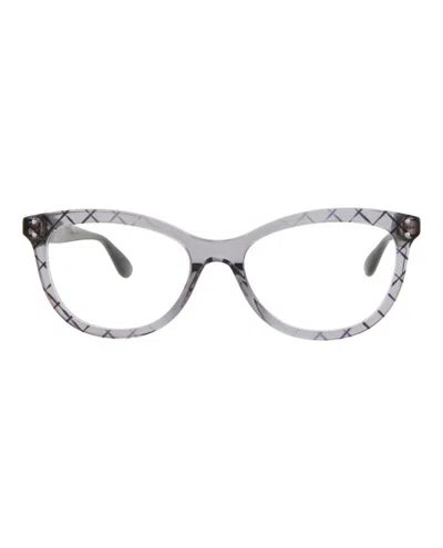 Pre-owned Bottega Veneta Women's  Cat Eyeframe Acetate Optical Frames In Grey Black Transparent (bv0235o/300064