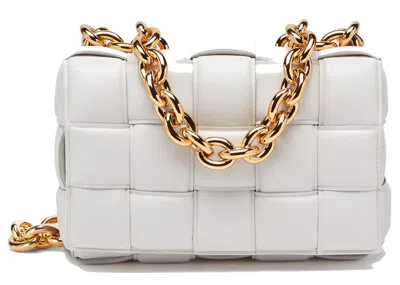 Pre-owned Bottega Veneta Women's  Chain Cassette Crossbody Bag In Chalk In Gray