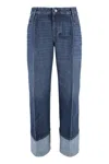 Bottega Veneta Cropped Blue Denim Jeans In Blue