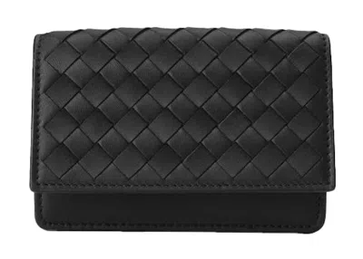Pre-owned Bottega Veneta Women's  Intrecciato Leather Card Case In Black
