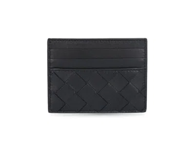 Pre-owned Bottega Veneta Women's  Intrecciato Weave (6 Slot) Wallet In Black