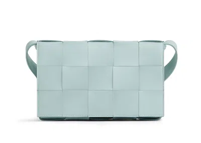 Pre-owned Bottega Veneta Women's  Intreccio Cassette In Teal Washed In Blue