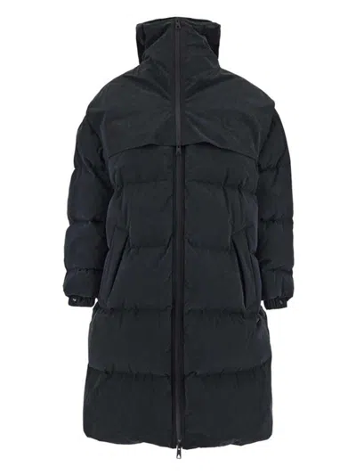 Pre-owned Bottega Veneta Women's  Long Fronted Popeline Puffer Jacket In Black