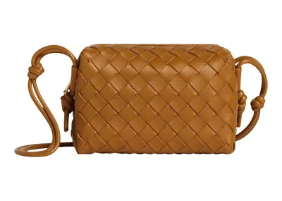 Pre-owned Bottega Veneta Women's  Loop Camera Bag Mini Intrecciato In Camel In Brown