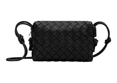 Pre-owned Bottega Veneta Women's  Loop Intrecciato Camera Bag Mini In Black