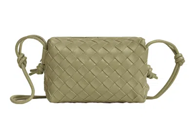 Pre-owned Bottega Veneta Women's  Loop Intrecciato Camera Bag Mini In Travertine In Brown