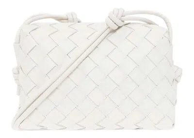 Pre-owned Bottega Veneta Women's  Loop Intrecciato Camera Bag Mini In White