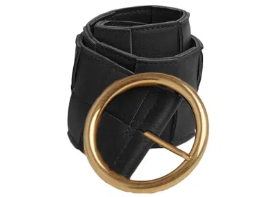 Pre-owned Bottega Veneta Women's  Maxi Intreccio Belt In Black/gold