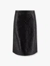 Bottega Veneta Womens Intrecciato Two-slip-pockets Leather Midi Skirt Black In Multicolor