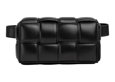 Pre-owned Bottega Veneta Women's  Padded Cassette Belt Bag Intreccio In Black
