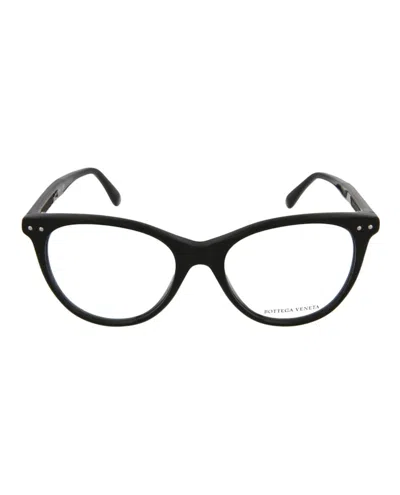 Pre-owned Bottega Veneta Women's  Roundframe Acetate Optical Frames In Black Grey Transparent (bv0129o/30001667