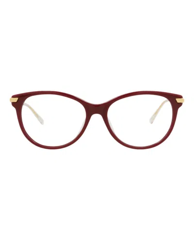 Pre-owned Bottega Veneta Women's  Roundframe Acetate Optical Frames In Burgundy Gold Transparent (bv1039o/30008