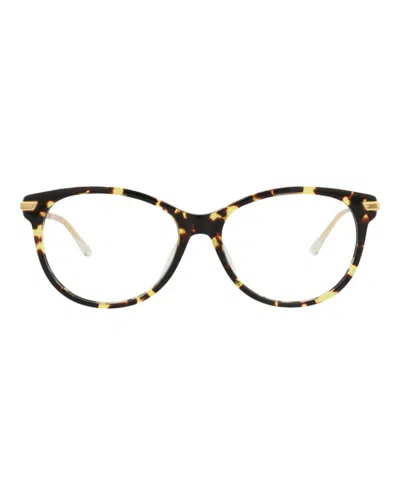Pre-owned Bottega Veneta Women's  Roundframe Acetate Optical Frames In Havana Gold Transparent (bv1039o/3000854