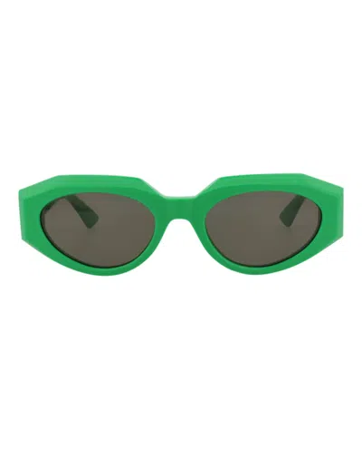 Pre-owned Bottega Veneta Women's  Roundframe Acetate Sunglasses In Green Green Green (bv1031s/30008523/005)