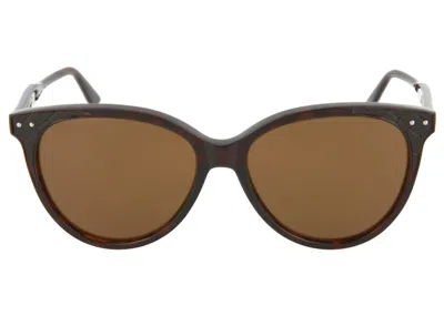 Pre-owned Bottega Veneta Women's  Roundframe Acetate Sunglasses004) In Shiny Dark Havana/dark Espresso (bv0119s