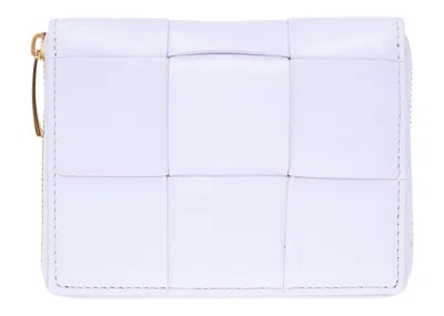 Pre-owned Bottega Veneta Women's  Small Cassette Bifold Zip Wallet In Mirth Washed