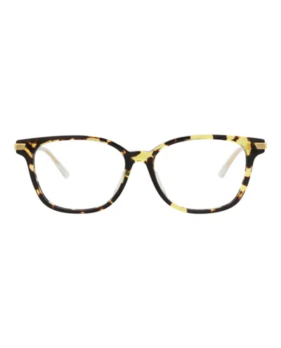 Pre-owned Bottega Veneta Women's  Squareframe Acetate Optical Frames In Havana Gold Transparent (bv1074oa/30009