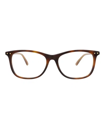 Pre-owned Bottega Veneta Women's  Squareframe Acetate Optical Frames In Havana Yellow Transparent (bv0230o/3000