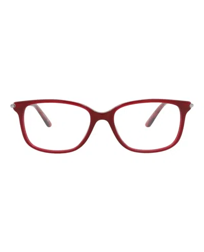 Pre-owned Bottega Veneta Women's  Squareframe Acetate Optical Frames In Red Ruthenium Transparent (bv0255o/3000