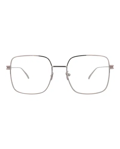 Pre-owned Bottega Veneta Women's  Squareframe Metal Optical Frames In Ruthenium Ruthenium Transparent (bv1049o/