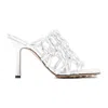 Bottega Veneta Green Nappa Leather Sandals With 10cm Heel For Women In Metallic
