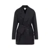 Bottega Veneta Wool Jacket With Belt In Blue
