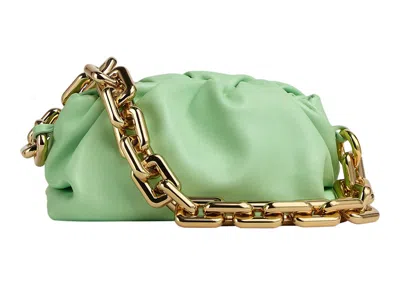 Pre-owned Bottega Veneta Women's  Tee Shirtn Chain Pouch In Wasabi In Green