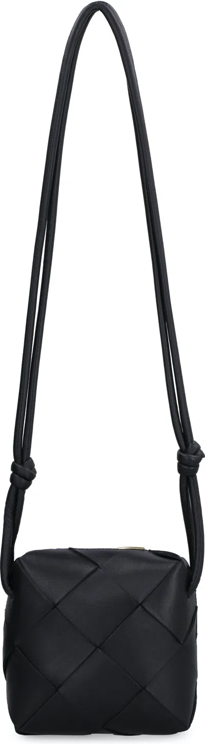 Bottega Veneta Mini Intreccio Leather Crossbody Bag In Black