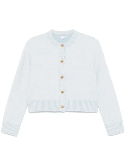 Bottega Veneta Long Sleeved Crewneck Cardigan In Blue