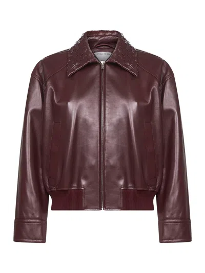 BOTTEGA VENETA BOTTEGA VENETA WOMEN BURGUNDY NAPPA LEATHER BLOUSON