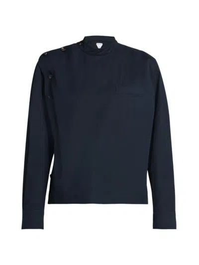 Bottega Veneta Women's Button-collar Cotton Shirt In Midnight Blue