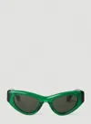 Bottega Veneta Inverted Triangle Acetate Cat-eye Sunglasses In Green