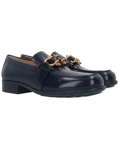 Pre-owned Bottega Veneta Women's Calfskin Leather Monsieur Loafer (authentic Pre-loved) In Blue