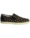 Bottega Veneta Women's Calfskin Leather Polka-dot Pony-style Slip-on Sneaker  (authentic Pre-loved) In Black