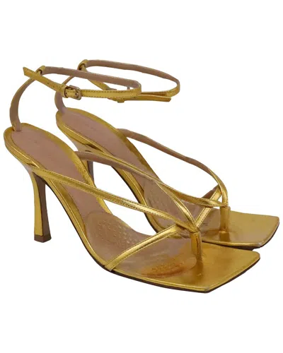 Bottega Veneta Women's Calfskin Leather Stretch Ankle Strap Sandal (authentic  Pre-loved) In Gold