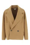 Bottega Veneta Women Camel Cashmere Coat In Brown
