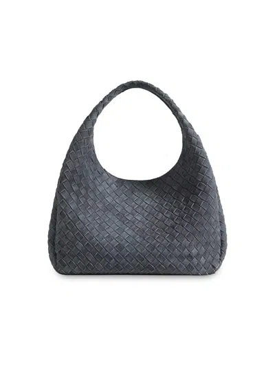 Bottega Veneta Large Campana Intrecciato Suede Tote Bag In Gray