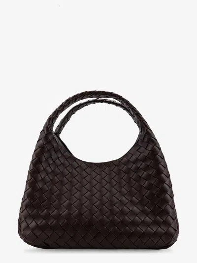 Bottega Veneta Women Campana Leather Shoulder Bag With Intrecciato Motif In Black