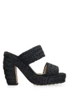 Bottega Veneta Black Raffia Heels In Black