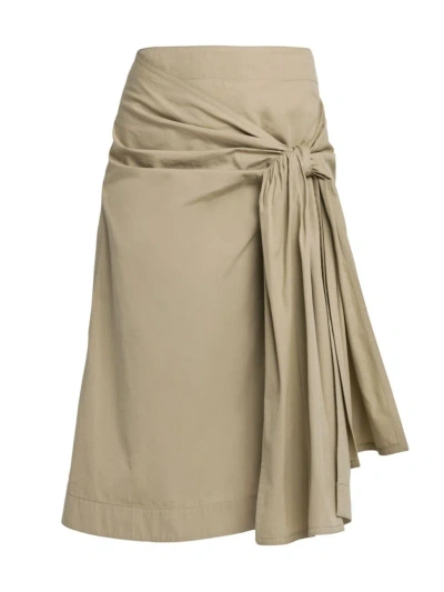 Bottega Veneta Compact Cotton Midi Skirt Skirts Beige In Brown