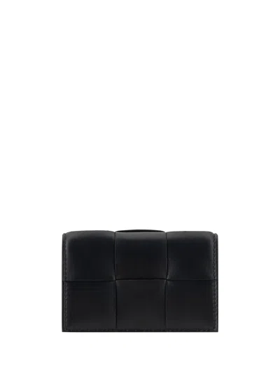 Bottega Veneta Maxi Intrecciato Card Case In Black