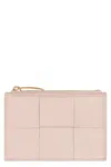 Bottega Veneta Leather Card Holder In Nude & Neutrals