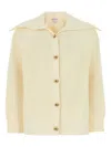 Bottega Veneta Women Cream Stretch Cotton Blend Cardigan
