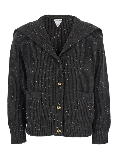 Bottega Veneta Women Cardigan Hw Wo English Rib Knit In Black